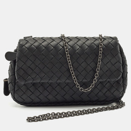 Bottega Veneta: Чёрная сумка через плечо  Intrecciato