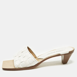 Bottega Veneta: Белые сандалии  Intrecciato