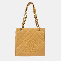 Chanel: Бежевая сумка-шоппер 