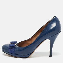 Salvatore Ferragamo: Голубые туфли  Vara Bow
