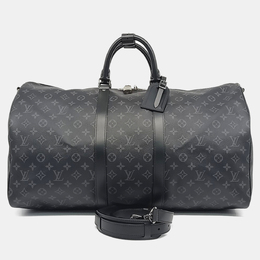 Louis Vuitton: Чёрная сумка  Keepall