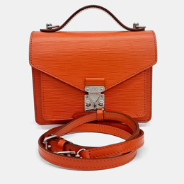 Louis Vuitton: Оранжевая сумка  Épi