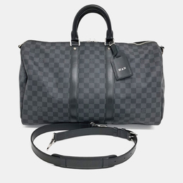 Louis Vuitton: Чёрная сумка  Keepall 45