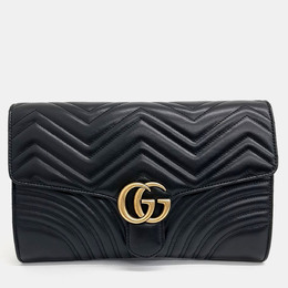 Gucci: Чёрный клатч  Marmont