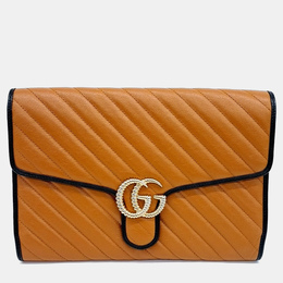 Gucci: Коричневый клатч  Marmont