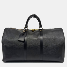 Louis Vuitton: Чёрная сумка  Keepall 50
