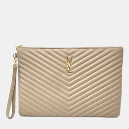 Saint Laurent Paris: Бежевый клатч  Monogram