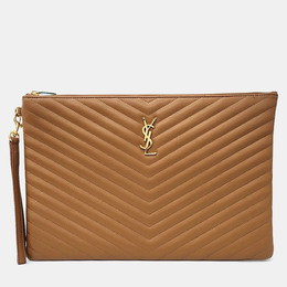 Saint Laurent Paris: Коричневый клатч  Monogram