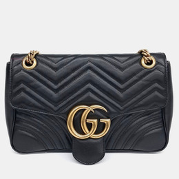 Gucci: Чёрная сумка  Marmont