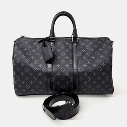 Louis Vuitton: Чёрная сумка  Keepall 45