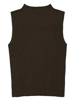 Pleats Please Issey Miyake: Коричневая футболка 