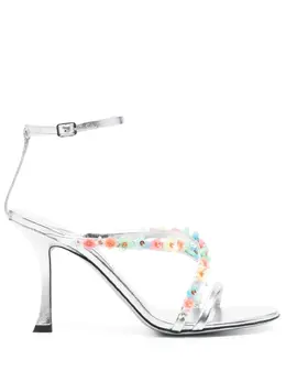 Jimmy Choo: Серебристые сандалии 