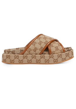 GUCCI: Бежевые шлёпанцы 