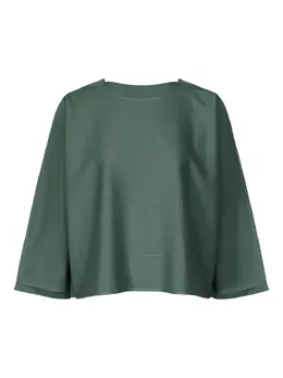 Pleats Please Issey Miyake: Зелёный топ 