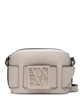 Armani Exchange: Бежевая сумка через плечо 