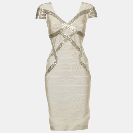 Herve Leger: Бежевое платье 