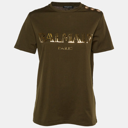 Balmain: Зелёная футболка 