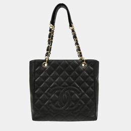 Chanel: Чёрная сумка-шоппер 