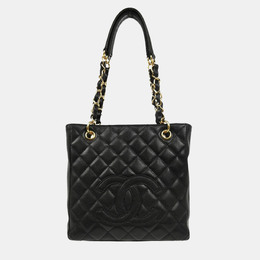 Chanel: Чёрная сумка-шоппер 