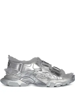 Balenciaga: Серебристые сандалии  Track
