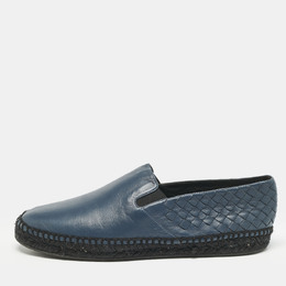 Bottega Veneta: Синие мокасины  Intrecciato
