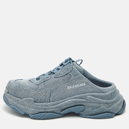 Balenciaga: Голубые сабо  Triple S