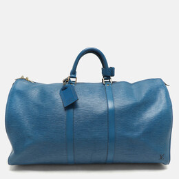 Louis Vuitton: Голубая сумка  Keepall