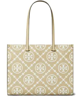 Tory Burch: Бежевая сумка-шоппер 