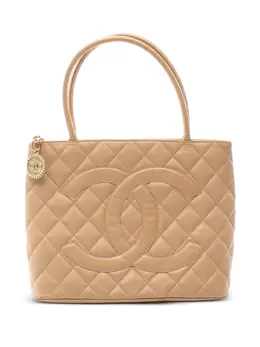 CHANEL Pre-Owned: Бежевая сумка-шоппер 