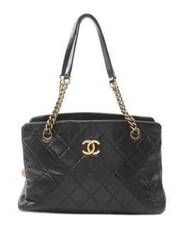 CHANEL Pre-Owned: Чёрная сумка-шоппер 