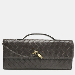 Bottega Veneta: Тёмный клатч  Intrecciato