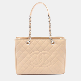 Chanel: Бежевая сумка-шоппер 