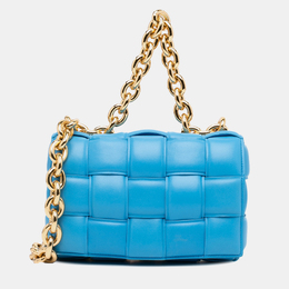 Bottega Veneta: Голубая сумка  Chain Cassette