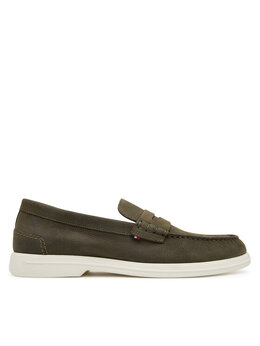 Tommy Hilfiger: Мокасины цвета хаки 