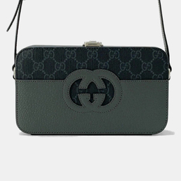 Gucci: Чёрная сумка  Interlocking G