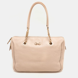Salvatore Ferragamo: Бежевая сумка  Double Gancio