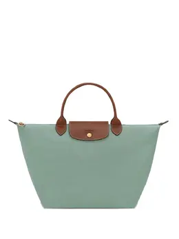 Longchamp: Зелёная сумка-шоппер  Le Pliage Original
