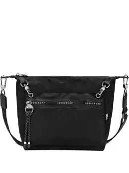 Longchamp: Чёрная сумка через плечо  Le Pliage