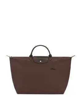Longchamp: Зелёная сумка-шоппер  Le Pliage Green