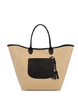 Longchamp: Чёрная сумка-шоппер  Le Pliage