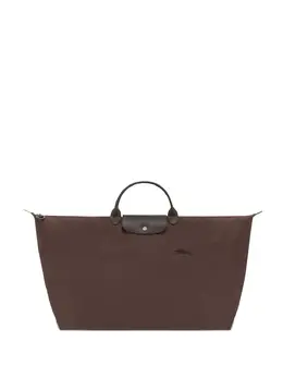 Longchamp: Зелёная сумка-шоппер  Le Pliage Green