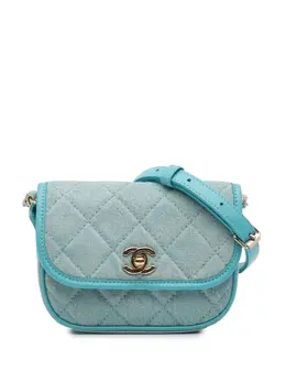 CHANEL Pre-Owned: Голубая сумка через плечо 