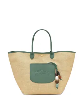 Longchamp: Бежевая сумка-шоппер  Le Pliage