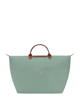 Longchamp: Зелёная сумка-шоппер  Le Pliage Original