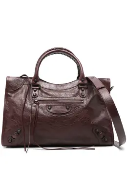 Balenciaga: Бордовая сумка-шоппер 