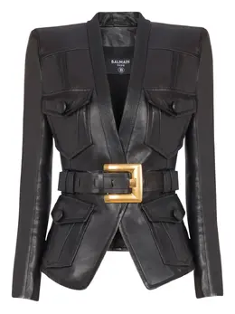 Balmain: Кожаная куртка 