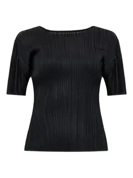 Pleats Please Issey Miyake: Чёрная футболка 