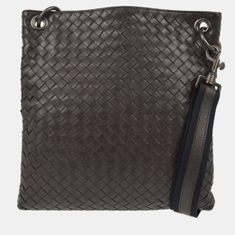 Bottega Veneta: Коричневая сумка через плечо  Intrecciato