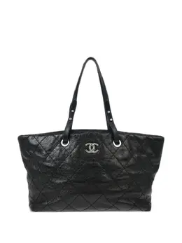CHANEL Pre-Owned: Чёрная сумка-шоппер 