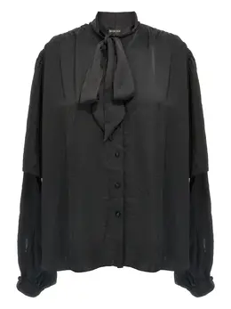 Balenciaga: Блуза с бантом 